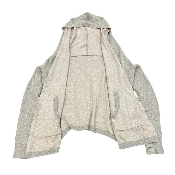 Lululemon Cabin Yogi Wrap Sweater Size 4 Gray & Pink Boolux Cashmere Blend Knit - Picture 2 of 5